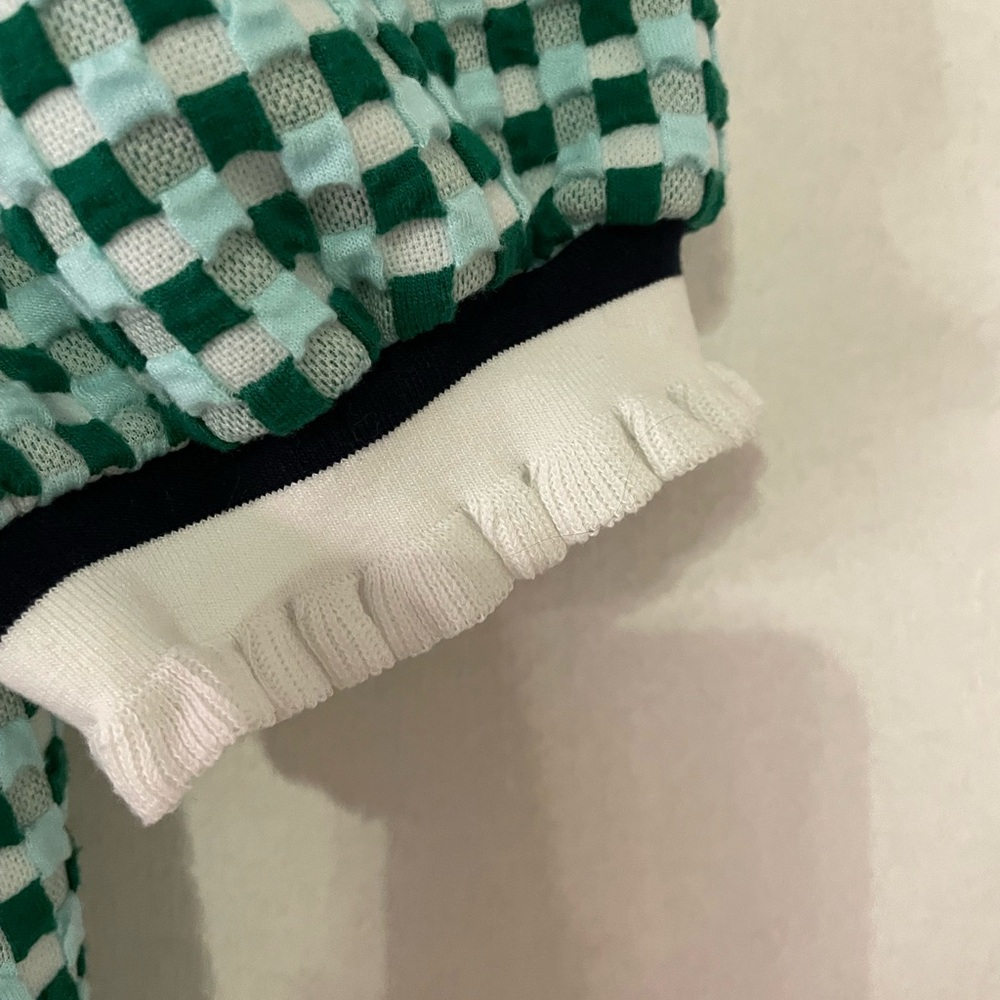 Voy Green Checked Puff Sleeve Blouse - Picture 3 of 8